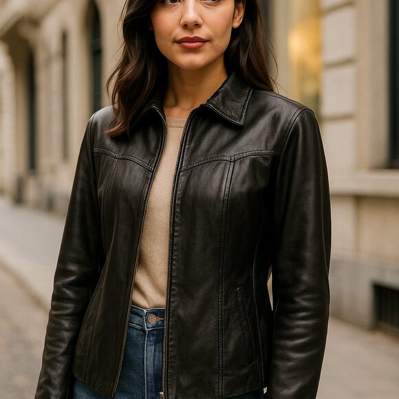 Maxima Women’s Vintage Black Genuine Leather Jacket, 4 Pockets, SZ: S - Picture 2 of 9